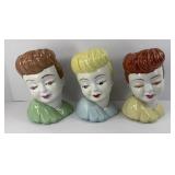 (3) HEAD VASES