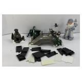 CHRISTMAS VILLAGE ITEMS: BRIDGE, SANTA & MORE