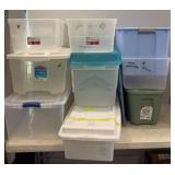 (9) VARIOUS SIZED TOTES, SOME WITH LIDS