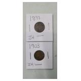 (2) INDIAN HEAD PENNIES 1897 & 1903 (GOOD DATES)