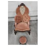 VICTORIAN STYLE ROCKING CHAIR W/ MATCHING STOOL