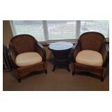 (2) PIER 1 RATTAN CHAIRS & MATCHING TABLE