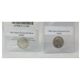 (2) 1964 ROOSEVELT DIMES GRADED MS69