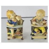 VINTAGE JAPAN CHILDS HIGH CHAIR FIGURINES