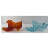 (2) FENTON GLASS SHOES (UNMARKED)
