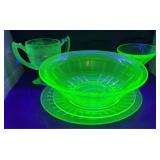 URANIUM DEPRESSION GLASS DISHES