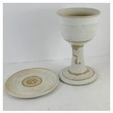 POTTERY COMMUNION CUP & PLATE