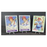 (3) SIGNED PHILLIES BASEBALL CARDS  N/A