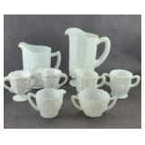 MILK GLASS PITCHERS & CREAM AND SUGARS