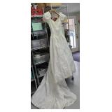 BEADED WEDDING DRESS W/ TRAIN, SIZE 12