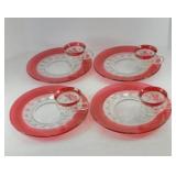 INDIANA GLASS RUBY FLASH SNACK SETS