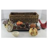 BASKET OF FALL DECORATIONS