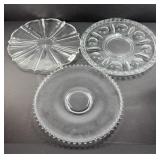 (3) LARGE GLASS PARTY PLATTERS, (1) CANDLEWICK