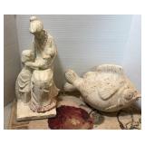 POTTERY FISH & MOTHERS LOVE FIGURE