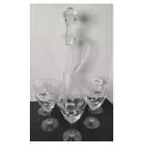 ETCHED GLASS CRYSTAL WINE SET
