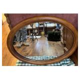OVAL WALL MIRROR W/ WOOD FRAME
