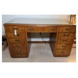 VINTAGE DESK W/ GLASS TOP