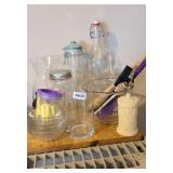 COCKTAIL STICKS & ASSORTED GLASSWARE