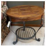 ROUND METAL & WOOD END TABLE