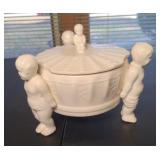 VINTAGE JAPANESE FIGURE BOWLS W/ LID