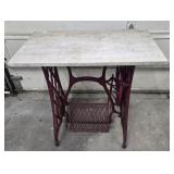 SEWING MACHINE BASE TABLE W/ STONE TOP