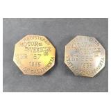 (2) METAL CALIFORNIA LICENSE BADGES