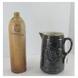 BHEIN POTTERY BOTTLE AND GRAPE PATTERN PITCHER