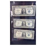 (3) $1 DOLLAR SILVER CERTIFICATES 1957