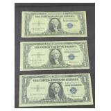 (3) $1 DOLLAR SILVER CERTIFICATES