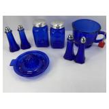 COBALT MEASURING CUP, JUICER, AND SHAKERS