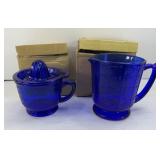 COBALT BLUE MEASURING CUPS & JUICER
