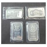 (4) 1 OUNCE SILVER BARS