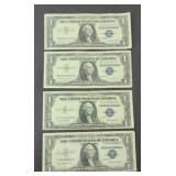 (4) $1 SILVER CERTIFICATES, (2) 1957 (2) 1935
