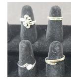(4) STERLING SILVER RINGS