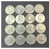 (16) KENNEDY HALF DOLLARS: ALL DIFFERENT DATES