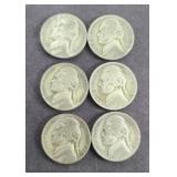 (6) WAR NICKELS 35% SILVER