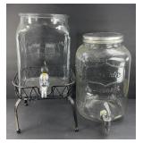 (2) DISPENSER DRINK JUGS, (1) LID, (1) STAND