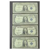 (4) $1 SILVER CERTIFICATES, (2) 1957 (2) 1935