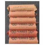 (300) WHEAT PENNIES, 1950s