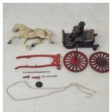 CAST IRON HORSE AND WAGON , NEEDS ASSEMBLED