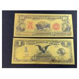 (2) UNITED STATES HISTORY FANTASY GOLD FOIL BILLS