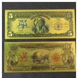 (2) FANTASY GOLD BACK: BUFFALO & NATIVE AMERICAN