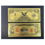 (2) UNITED STATES HISTORY FANTASY GOLD FOIL BILLS