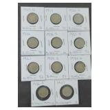 (11) BUFFALO NICKELS  1917-1937S