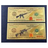 (2) 2ND AMENDMENT FANTASY GOLD FOIL BILLS