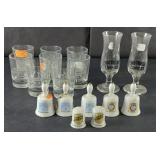 THIMBLES, BELLS AND GLASSWARE