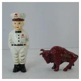 CAST IRON MOBIL GAS MAN & BUFFALO GAS BANKS