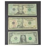 (3) STAR NOTES, 2017 $20, 2017 $10. 2017 $1