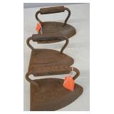 (3) ANTIQUE CAST IRON FLAT IRONS