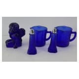 (2) COBALT BLUE MEASURING CUPS SHAKERS, ANGEL